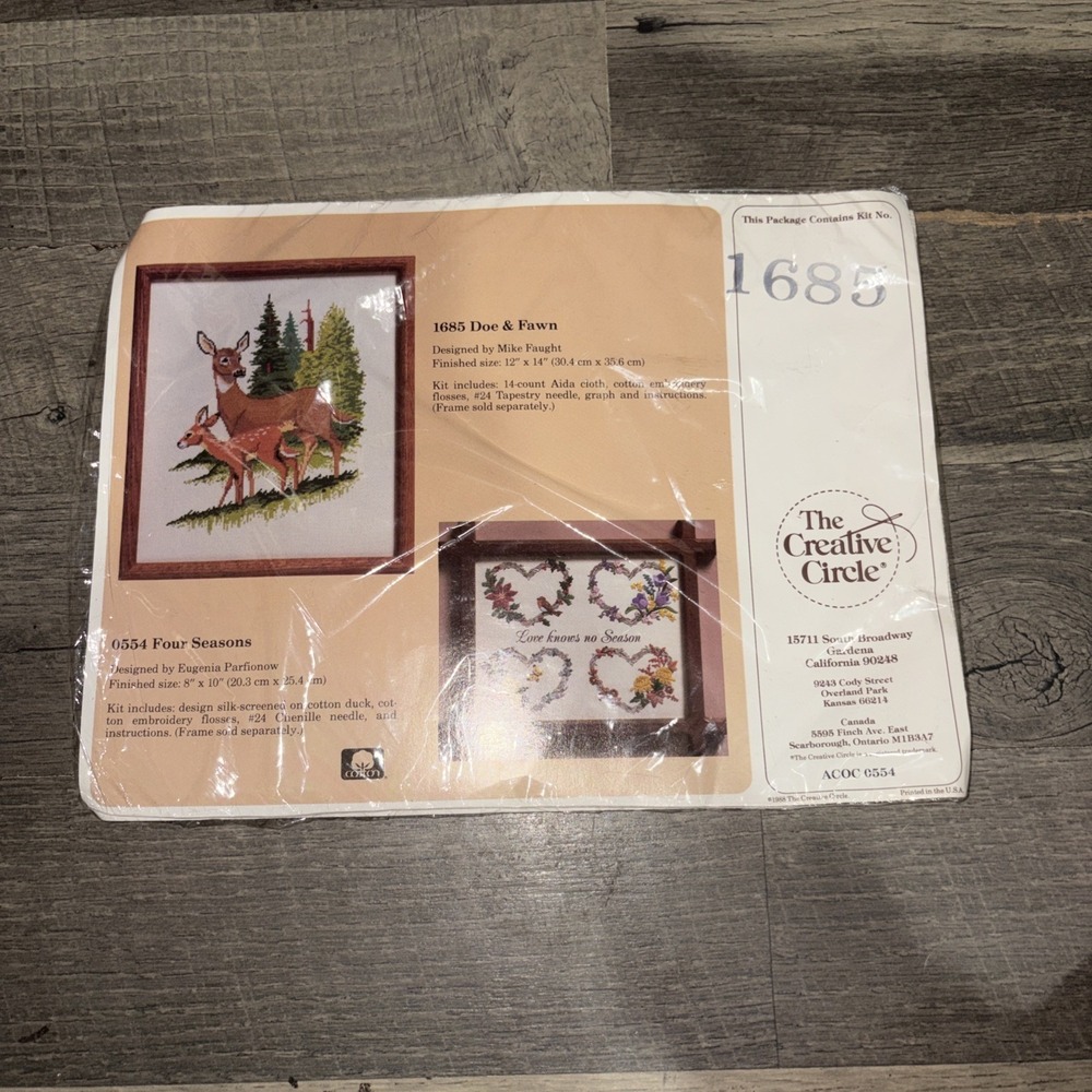 Vintage The Creative Circle Four Seasons Embroidery Kit 0554 & 1685 Deer Nature